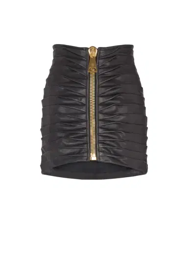 Balmain Short pleated lambskin skirt | Thumbnail 1 Balmain Short pleated lambskin skirt | Thumbnail 1