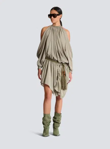 Balmain Draped silk crepe dress | Thumbnail 2 Balmain Draped silk crepe dress | Thumbnail 2