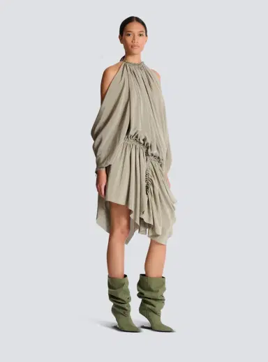 Balmain Draped silk crepe dress | Thumbnail 3 Balmain Draped silk crepe dress | Thumbnail 3