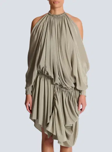 Balmain Draped silk crepe dress | Thumbnail 7 Balmain Draped silk crepe dress | Thumbnail 7