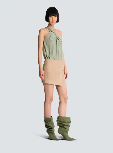 Balmain Suede wrap skirt | Thumbnail 3 Balmain Suede wrap skirt | Thumbnail 3