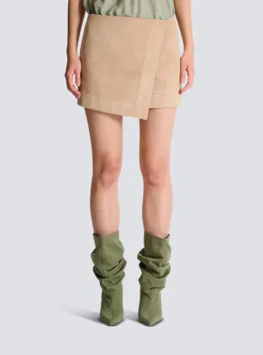 Balmain Suede wrap skirt | Thumbnail 8 Balmain Suede wrap skirt | Thumbnail 8