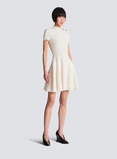 Balmain Flared crocodile-knit dress | Thumbnail 3 Balmain Flared crocodile-knit dress | Thumbnail 3