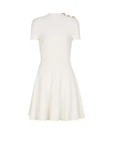 Balmain Flared crocodile-knit dress | Thumbnail 1 Balmain Flared crocodile-knit dress | Thumbnail 1