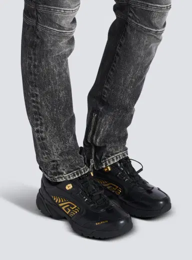Balmain Cosmic Dust glazed leather sneakers | Thumbnail 2 Balmain Cosmic Dust glazed leather sneakers | Thumbnail 2