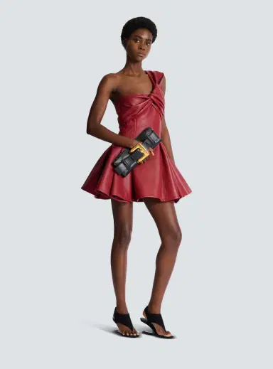 Balmain Smooth leather one-shoulder dress | Thumbnail 2 Balmain Smooth leather one-shoulder dress | Thumbnail 2