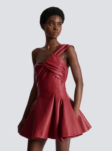 Balmain Smooth leather one-shoulder dress | Thumbnail 5 Balmain Smooth leather one-shoulder dress | Thumbnail 5