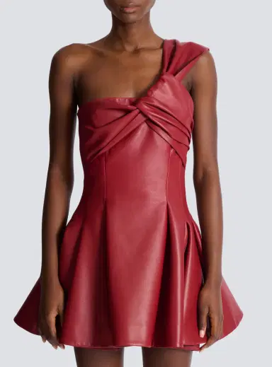 Balmain Smooth leather one-shoulder dress | Thumbnail 7 Balmain Smooth leather one-shoulder dress | Thumbnail 7