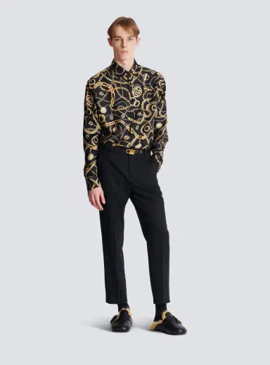 Balmain Printed silk shirt with Chaînes pattern | Thumbnail 2 Balmain Printed silk shirt with Chaînes pattern | Thumbnail 2