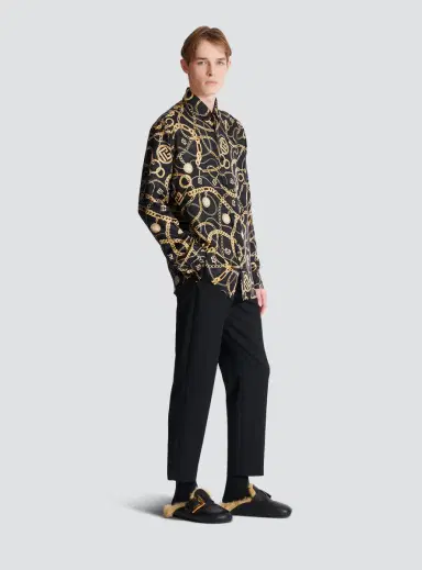 Balmain Printed silk shirt with Chaînes pattern | Thumbnail 3 Balmain Printed silk shirt with Chaînes pattern | Thumbnail 3