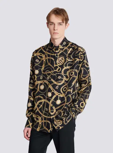 Balmain Printed silk shirt with Chaînes pattern | Thumbnail 5 Balmain Printed silk shirt with Chaînes pattern | Thumbnail 5