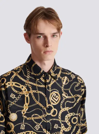Balmain Printed silk shirt with Chaînes pattern | Thumbnail 6 Balmain Printed silk shirt with Chaînes pattern | Thumbnail 6