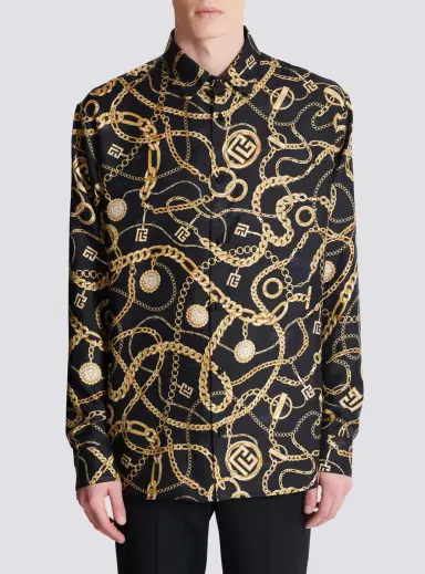 Balmain Printed silk shirt with Chaînes pattern | Thumbnail 7 Balmain Printed silk shirt with Chaînes pattern | Thumbnail 7