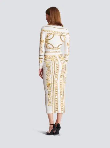 Balmain Long printed bodycon dress with Foulard pattern | Thumbnail 4 Balmain Long printed bodycon dress with Foulard pattern | Thumbnail 4