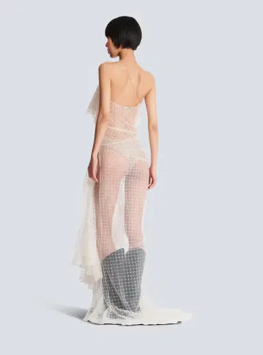 Balmain Long flowing dress with lace ruffles | Thumbnail 4 Balmain Long flowing dress with lace ruffles | Thumbnail 4