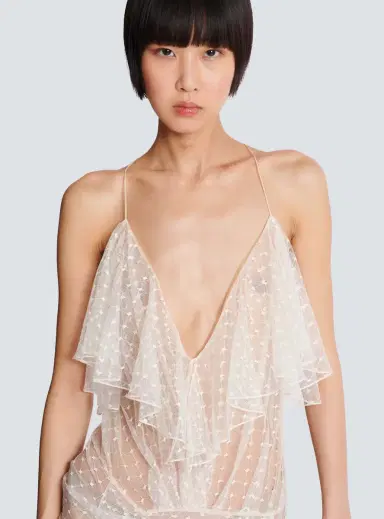 Balmain Long flowing dress with lace ruffles | Thumbnail 6 Balmain Long flowing dress with lace ruffles | Thumbnail 6