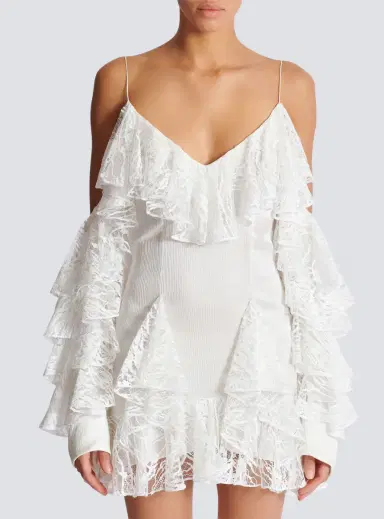 Balmain Flowing dress with lace ruffles | Thumbnail 8 Balmain Flowing dress with lace ruffles | Thumbnail 8