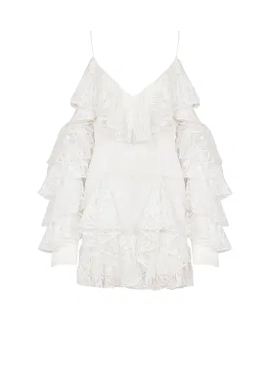 Balmain Flowing dress with lace ruffles | Thumbnail 1 Balmain Flowing dress with lace ruffles | Thumbnail 1