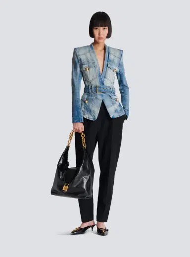 Balmain 1-button belted denim jacket | Thumbnail 2 Balmain 1-button belted denim jacket | Thumbnail 2