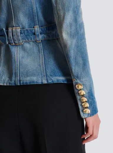 Balmain 1-button belted denim jacket | Thumbnail 6 Balmain 1-button belted denim jacket | Thumbnail 6