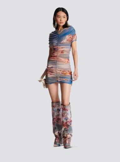 Balmain Sky printed gathered tulle dress | Thumbnail 2 Balmain Sky printed gathered tulle dress | Thumbnail 2