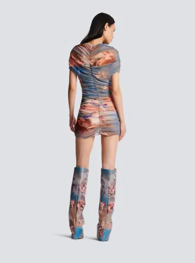 Balmain Sky printed gathered tulle dress | Thumbnail 4 Balmain Sky printed gathered tulle dress | Thumbnail 4
