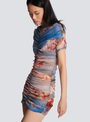 Balmain Sky printed gathered tulle dress | Thumbnail 5 Balmain Sky printed gathered tulle dress | Thumbnail 5