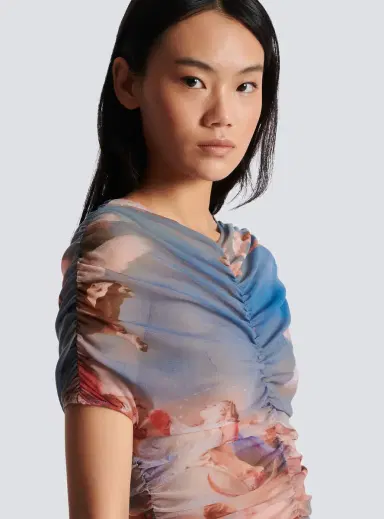 Balmain Sky printed gathered tulle dress | Thumbnail 6 Balmain Sky printed gathered tulle dress | Thumbnail 6