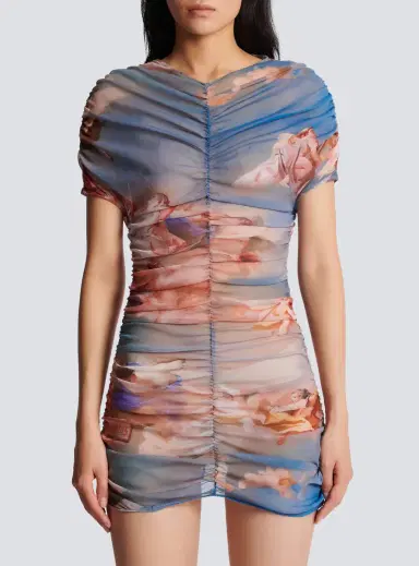 Balmain Sky printed gathered tulle dress | Thumbnail 7 Balmain Sky printed gathered tulle dress | Thumbnail 7