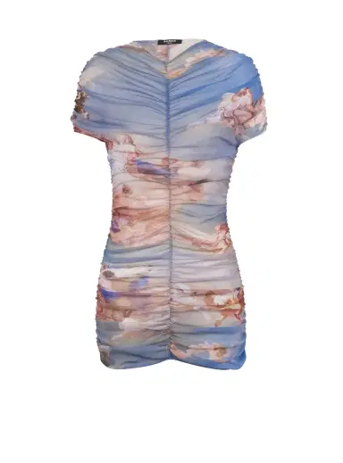 Balmain Sky printed gathered tulle dress | Thumbnail 1 Balmain Sky printed gathered tulle dress | Thumbnail 1