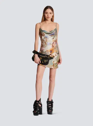 Balmain Sky printed satin babydoll dress | Thumbnail 2 Balmain Sky printed satin babydoll dress | Thumbnail 2