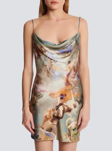 Balmain Sky printed satin babydoll dress | Thumbnail 7 Balmain Sky printed satin babydoll dress | Thumbnail 7