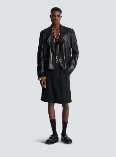 Balmain Lightweight lambskin leather biker jacket | Thumbnail 2 Balmain Lightweight lambskin leather biker jacket | Thumbnail 2