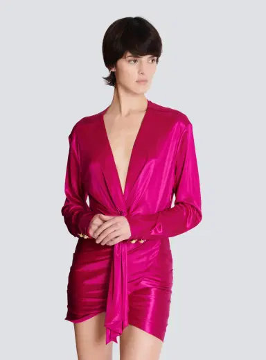 Balmain Short draped interlock jersey dress | Thumbnail 7 Balmain Short draped interlock jersey dress | Thumbnail 7