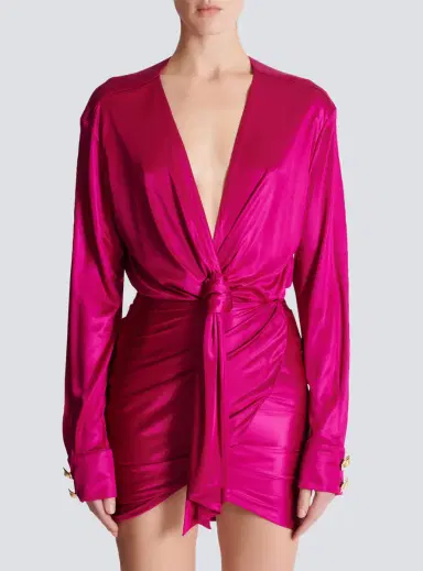 Balmain Short draped interlock jersey dress | Thumbnail 8 Balmain Short draped interlock jersey dress | Thumbnail 8
