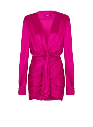 Balmain Short draped interlock jersey dress | Thumbnail 1 Balmain Short draped interlock jersey dress | Thumbnail 1