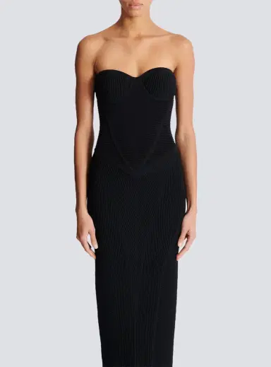 Balmain Long strapless knit dress | Thumbnail 8 Balmain Long strapless knit dress | Thumbnail 8