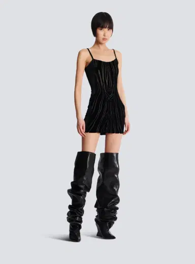 Balmain Short strappy dress in zebra-print velvet | Thumbnail 3 Balmain Short strappy dress in zebra-print velvet | Thumbnail 3