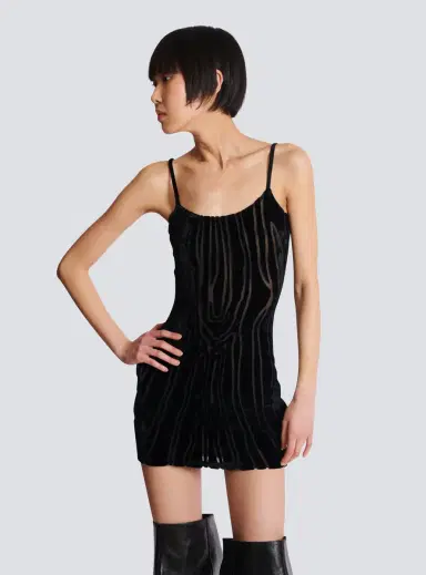 Balmain Short strappy dress in zebra-print velvet | Thumbnail 5 Balmain Short strappy dress in zebra-print velvet | Thumbnail 5