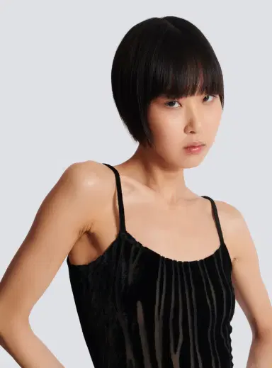 Balmain Short strappy dress in zebra-print velvet | Thumbnail 6 Balmain Short strappy dress in zebra-print velvet | Thumbnail 6