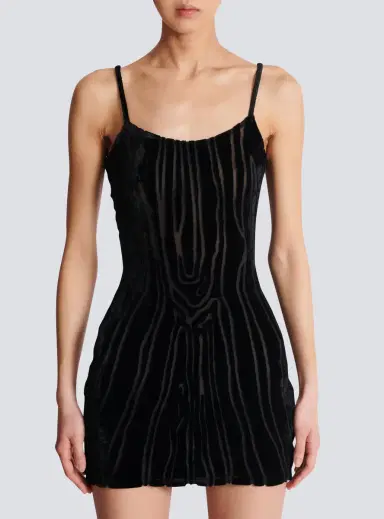 Balmain Short strappy dress in zebra-print velvet | Thumbnail 7 Balmain Short strappy dress in zebra-print velvet | Thumbnail 7