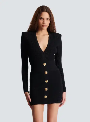 Balmain Short ribbed knit bodycon dress | Thumbnail 5 Balmain Short ribbed knit bodycon dress | Thumbnail 5