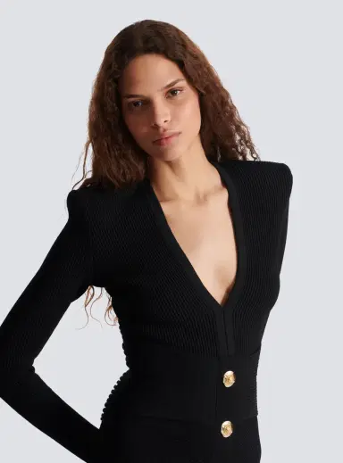 Balmain Short ribbed knit bodycon dress | Thumbnail 7 Balmain Short ribbed knit bodycon dress | Thumbnail 7