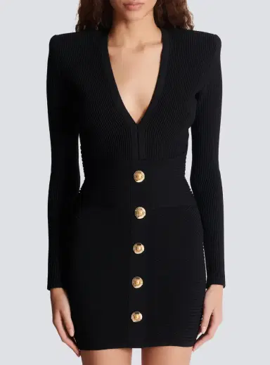 Balmain Short ribbed knit bodycon dress | Thumbnail 8 Balmain Short ribbed knit bodycon dress | Thumbnail 8