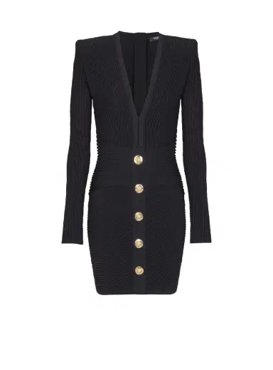 Balmain Short ribbed knit bodycon dress | Thumbnail 1 Balmain Short ribbed knit bodycon dress | Thumbnail 1
