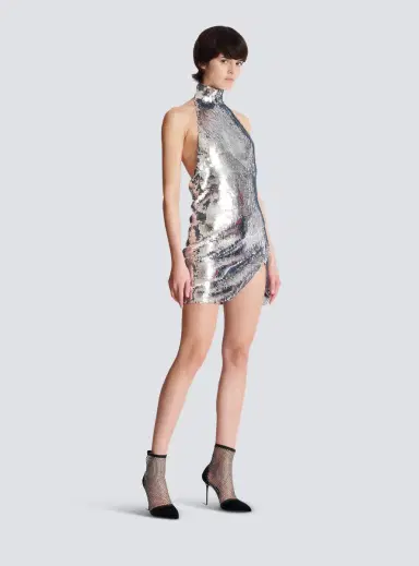 Balmain Short sequinned halterneck dress | Thumbnail 3 Balmain Short sequinned halterneck dress | Thumbnail 3