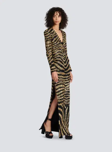 Balmain Embroidered zebra long dress | Thumbnail 3 Balmain Embroidered zebra long dress | Thumbnail 3