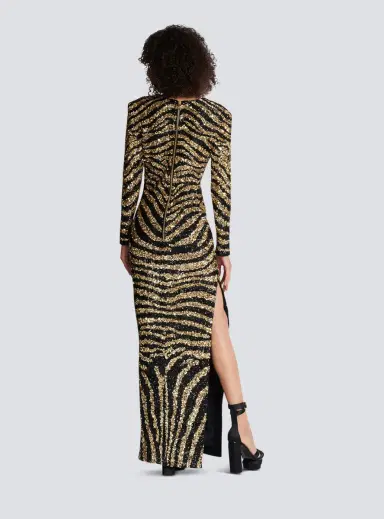 Balmain Embroidered zebra long dress | Thumbnail 4 Balmain Embroidered zebra long dress | Thumbnail 4
