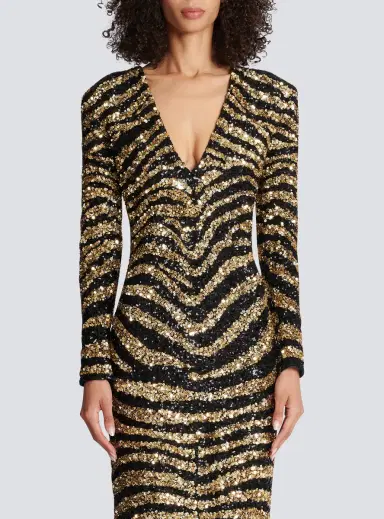 Balmain Embroidered zebra long dress | Thumbnail 8 Balmain Embroidered zebra long dress | Thumbnail 8