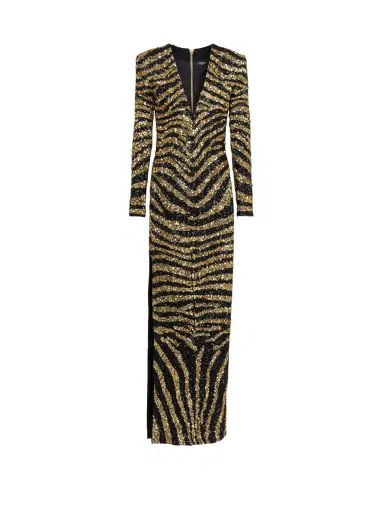 Balmain Embroidered zebra long dress | Thumbnail 1 Balmain Embroidered zebra long dress | Thumbnail 1